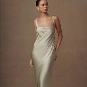 Satin Maxi Dress - Sage
